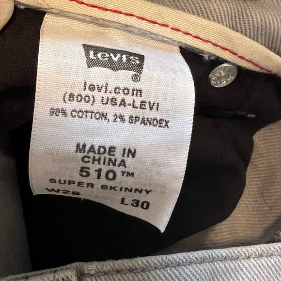 Vintage Levi's - Grey 510 Skinny Jeans - Picture 6 of 10